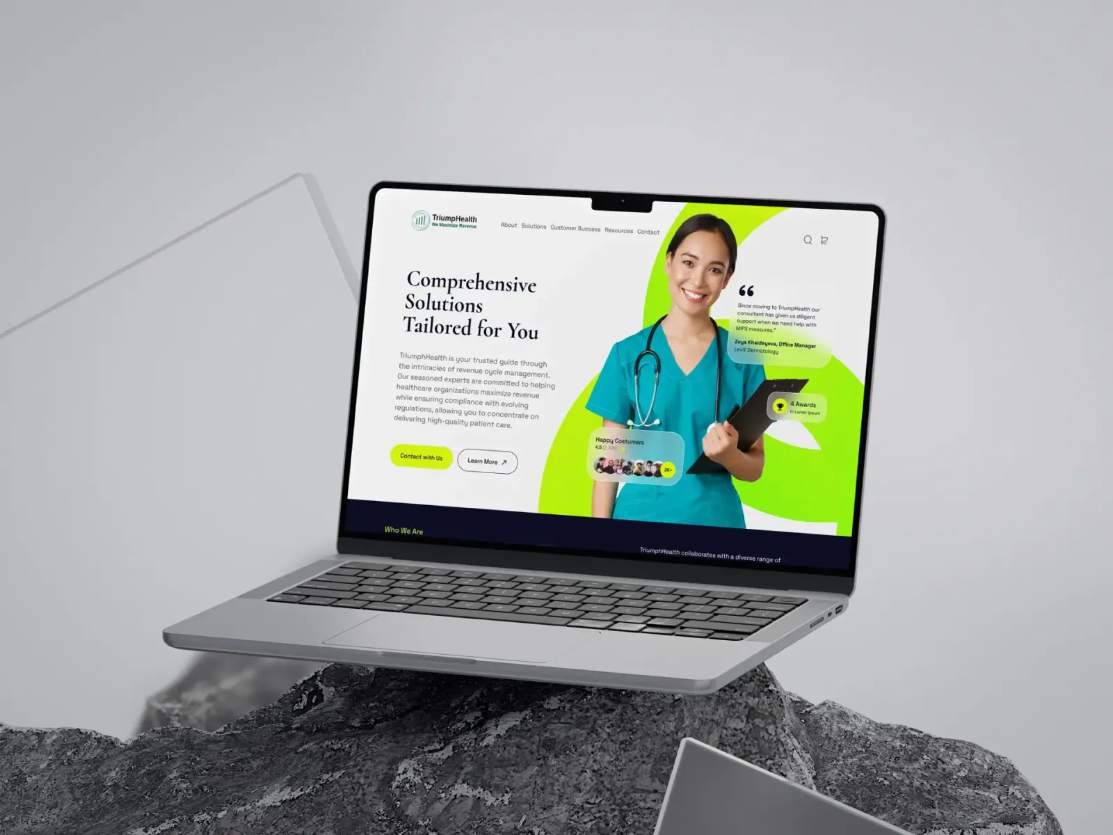 TriumpHealth website design showcasing healthcare revenue cycle management services
