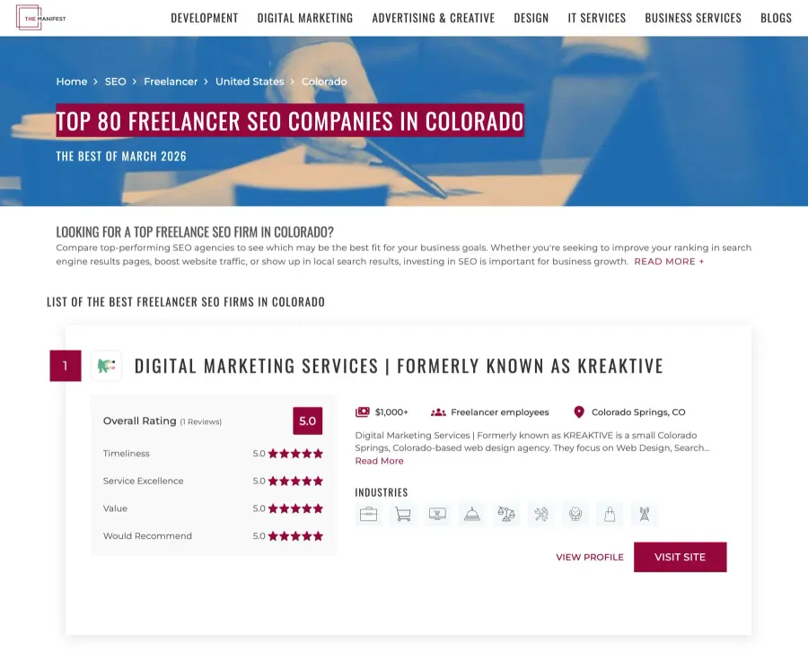 Clutch ranks the top freelance SEO companies in Colorado based on verified client reviews. I reviewed the top agencies to help you pick the right one.