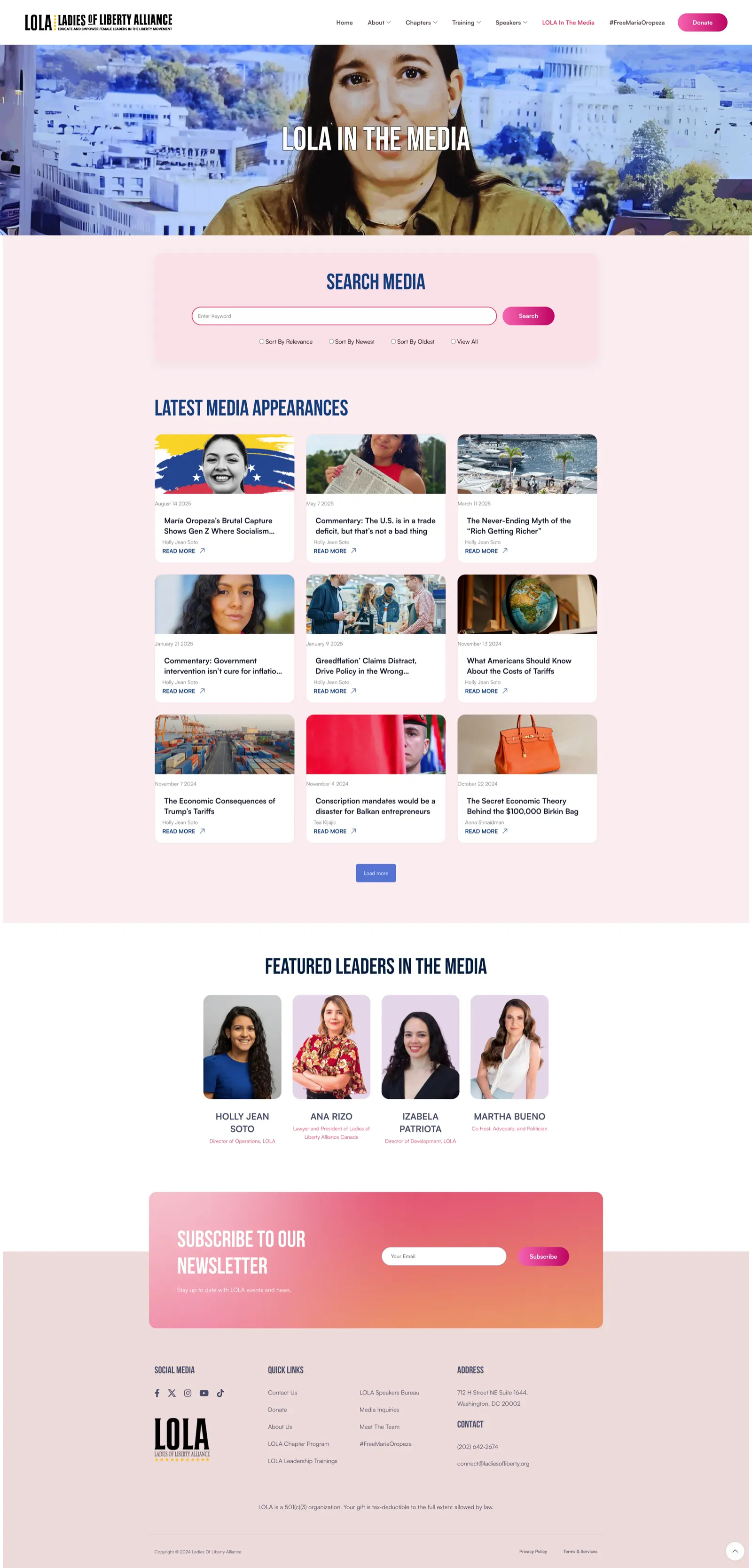 LOLA News page with latest articles and event recaps