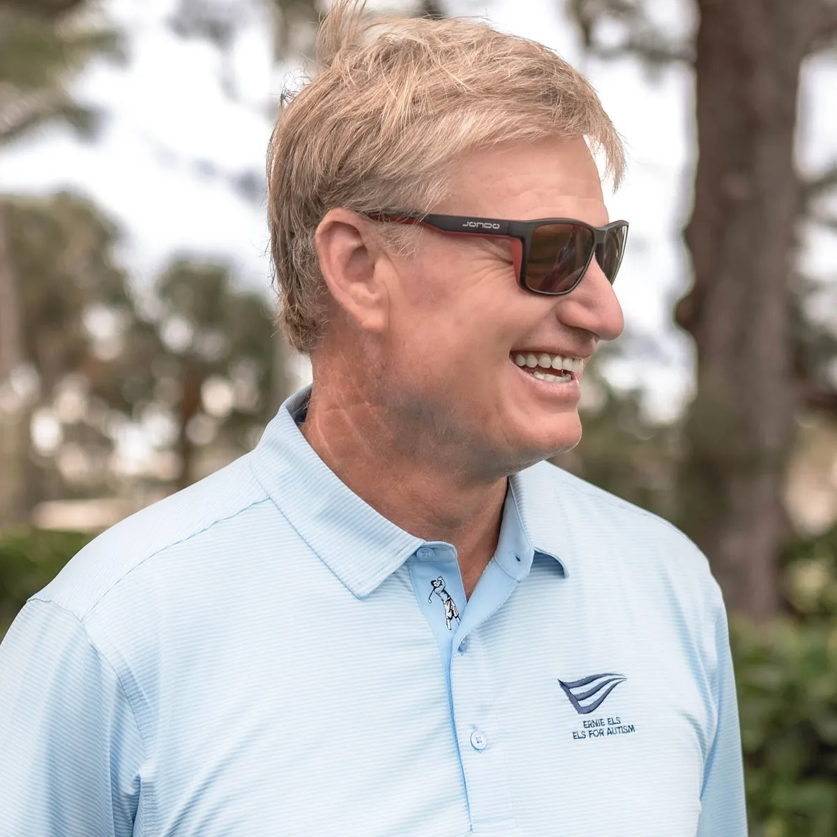 Ernie Els wearing JondoSport Club Champ golf sunglasses, brand ambassador and investor