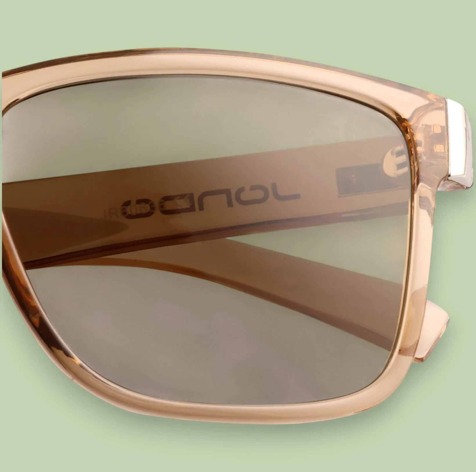 JondoSport Rambo model sunglasses close-up showing KRISP lens technology and frame detail